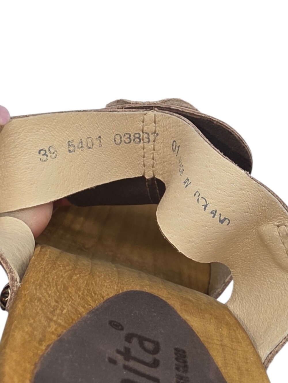 Sanita Magda Plateau Wooden Heel Sandals NIB Beige Leather EU 39 US 8.5 - Picture 8 of 9